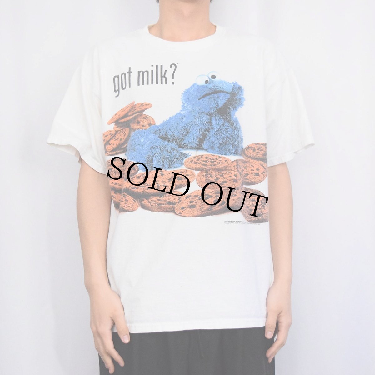 画像2: 90's COOKIE MONSTER "got milk" キャラクタープリント Tシャツ L (2)