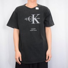 画像2: morphius records "FUCK corporate fashion bullshit" パロディプリント レコードレーベルTシャツ BLACK L (2)