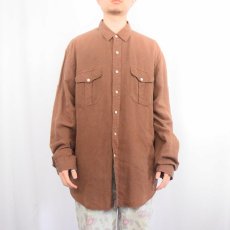画像2: POLO Ralph Lauren シルク×リネン サファリシャツ XL (2)