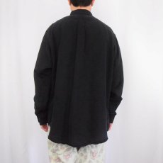 画像3: Ralph Lauren "CLASSIC FIT" ロゴ刺繍 シルク×リネン ボタンダウンシャツ BLACK L (3)