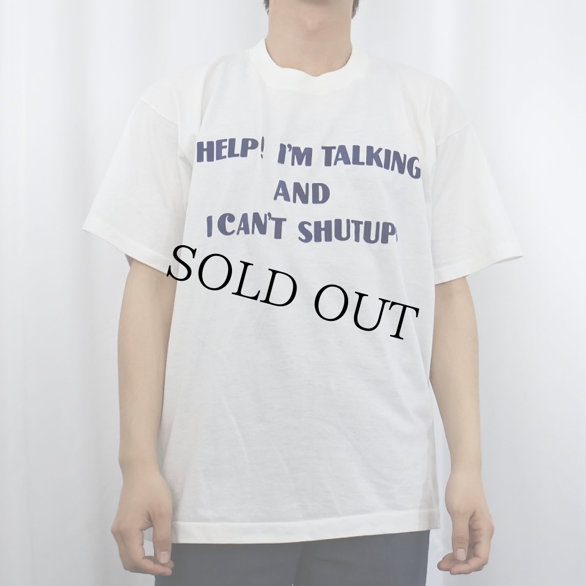 画像2: 90's USA製 "HELP! I'M TALKING AND I CAN'T SHUTUP!" フロッキープリントTシャツ XL (2)