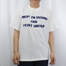 画像2: 90's USA製 "HELP! I'M TALKING AND I CAN'T SHUTUP!" フロッキープリントTシャツ XL (2)