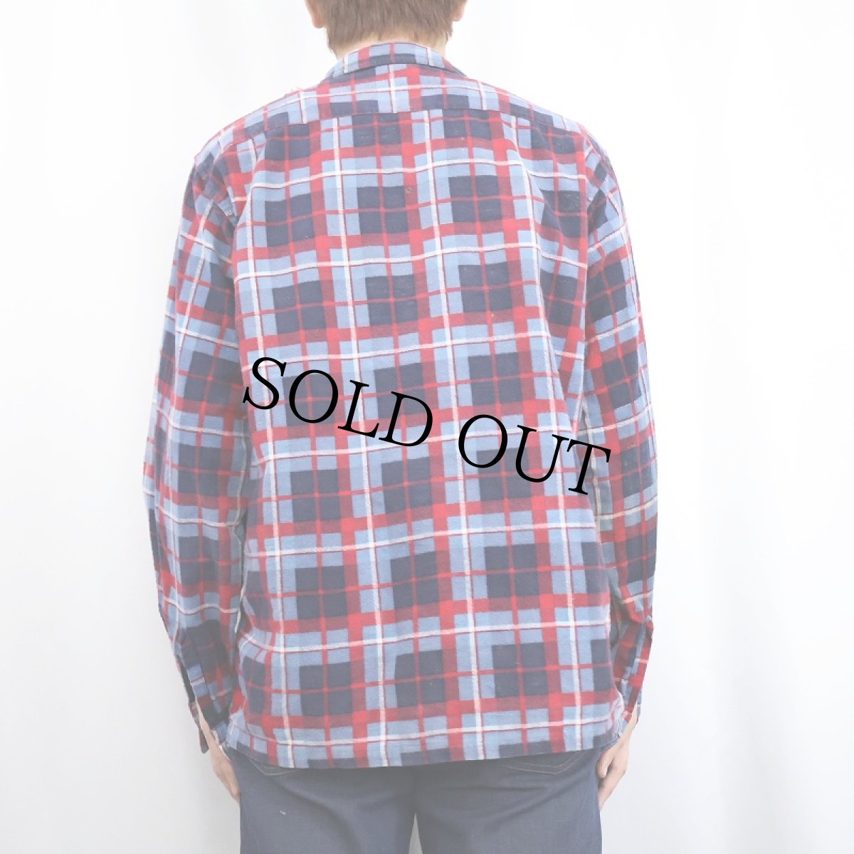 画像3: 60's TOP SALL チェック柄 プリントネルシャツ M (3)