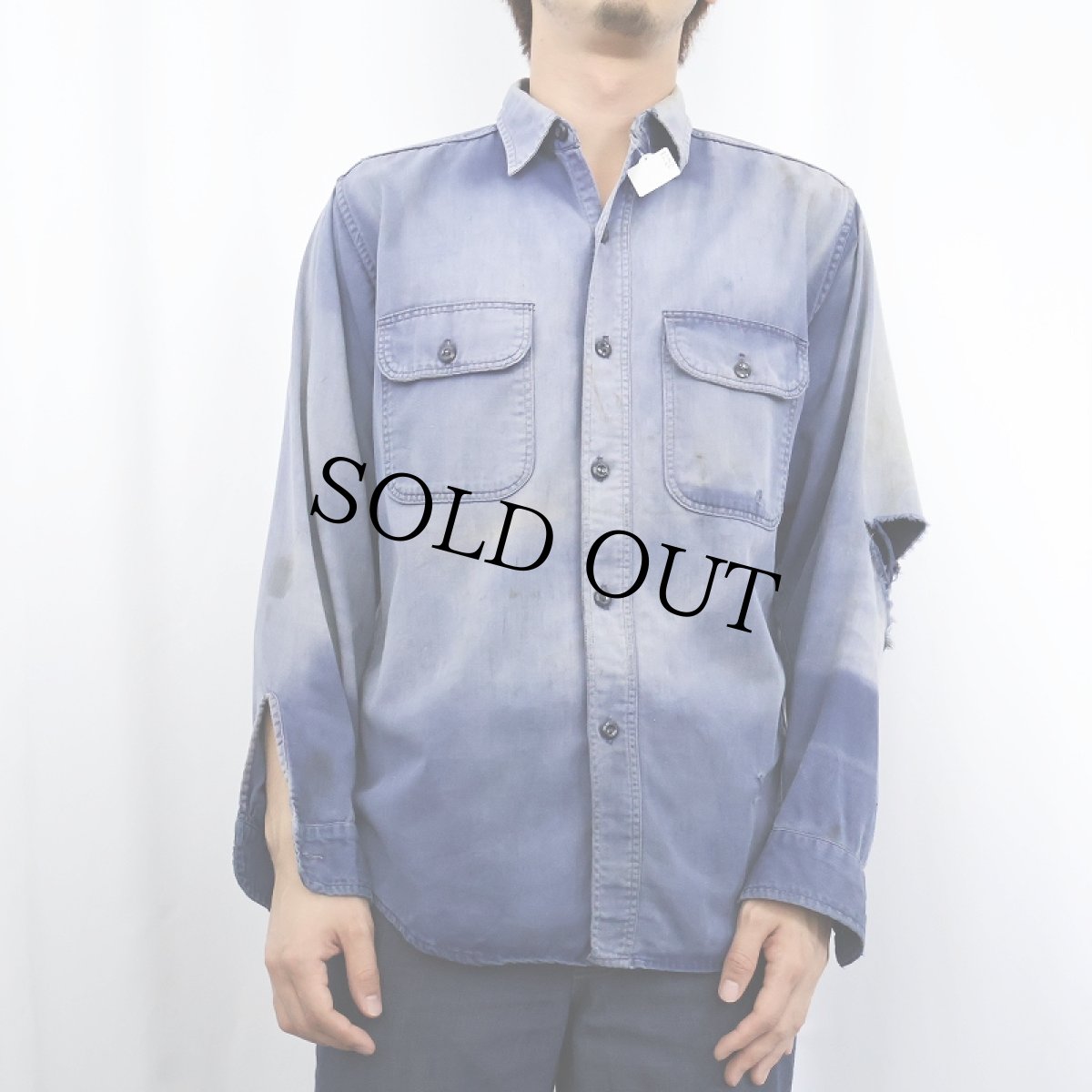 画像2: 60's RED RAM コットンワークシャツ SIZE15 1/2 (2)