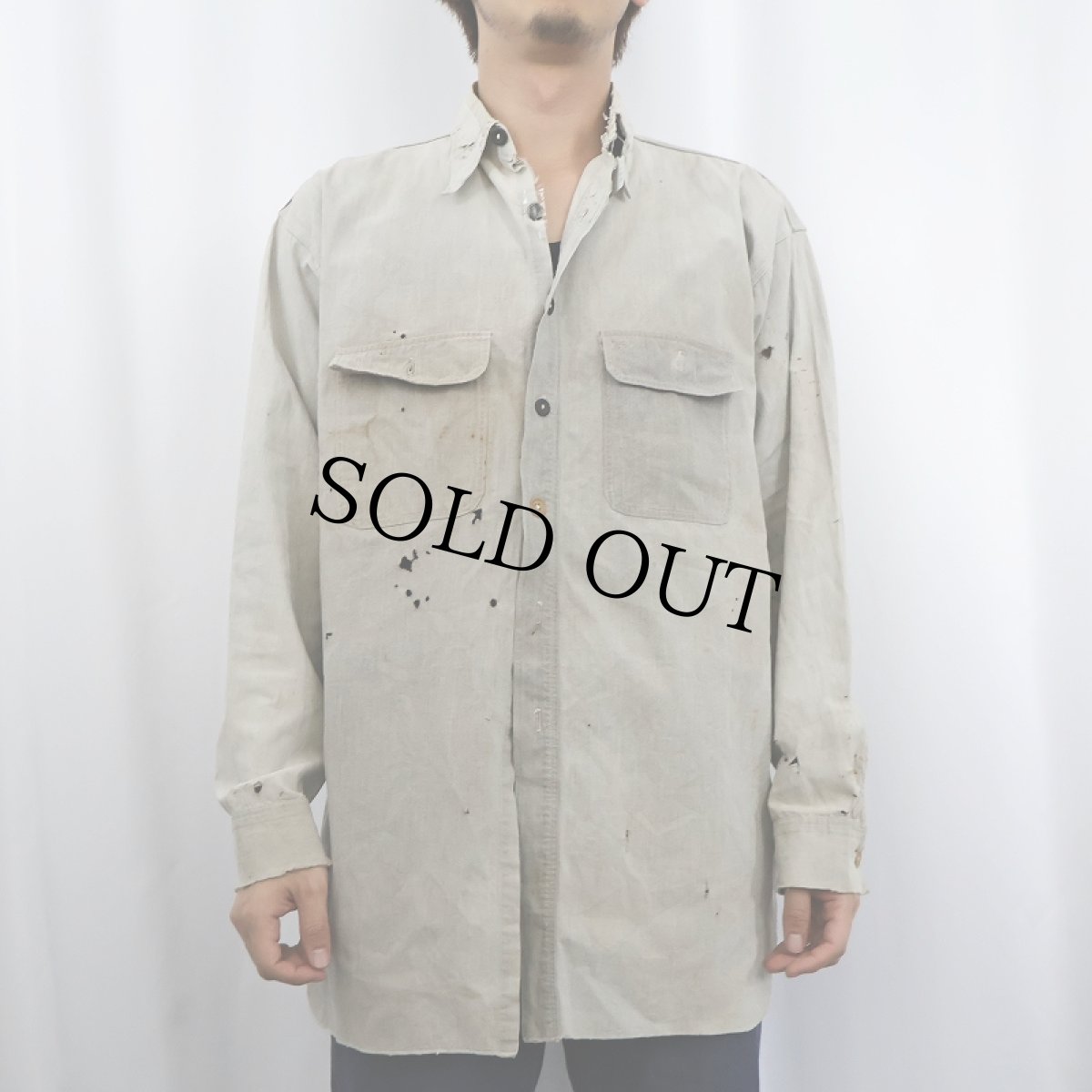 画像2: 40〜50's "グレシャン" シャンブレーワークシャツ (2)