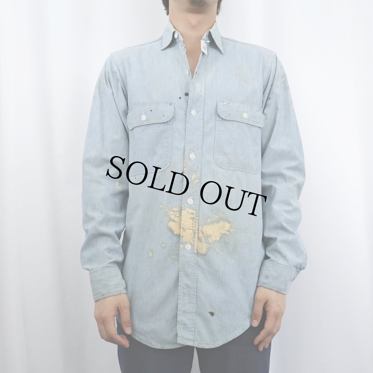 画像2: 60's PENNY'S BIGMAC ペンキペイント シャンブレーシャツ (2)