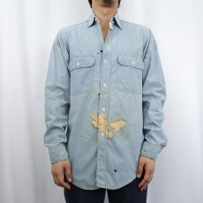 画像2: 60's PENNY'S BIGMAC ペンキペイント シャンブレーシャツ  (2)
