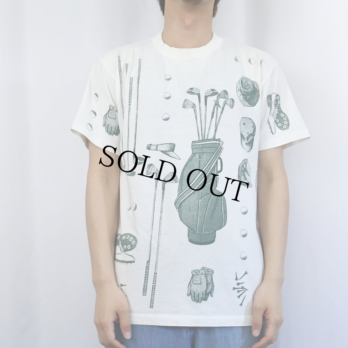 画像2: 90's Painted Lady USA製 ゴルフプリントTシャツ L (2)