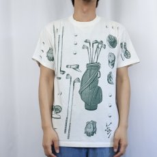 画像2: 90's Painted Lady USA製 ゴルフプリントTシャツ L (2)