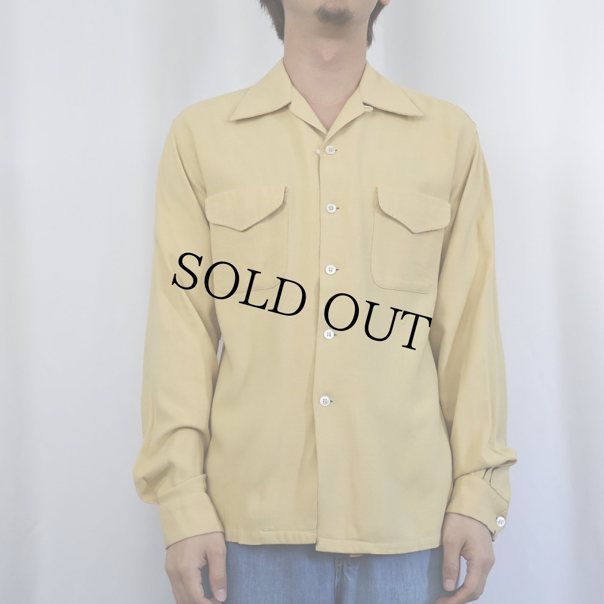 画像2: 50's McGREGOR ウールオープンカラーシャツ M (2)