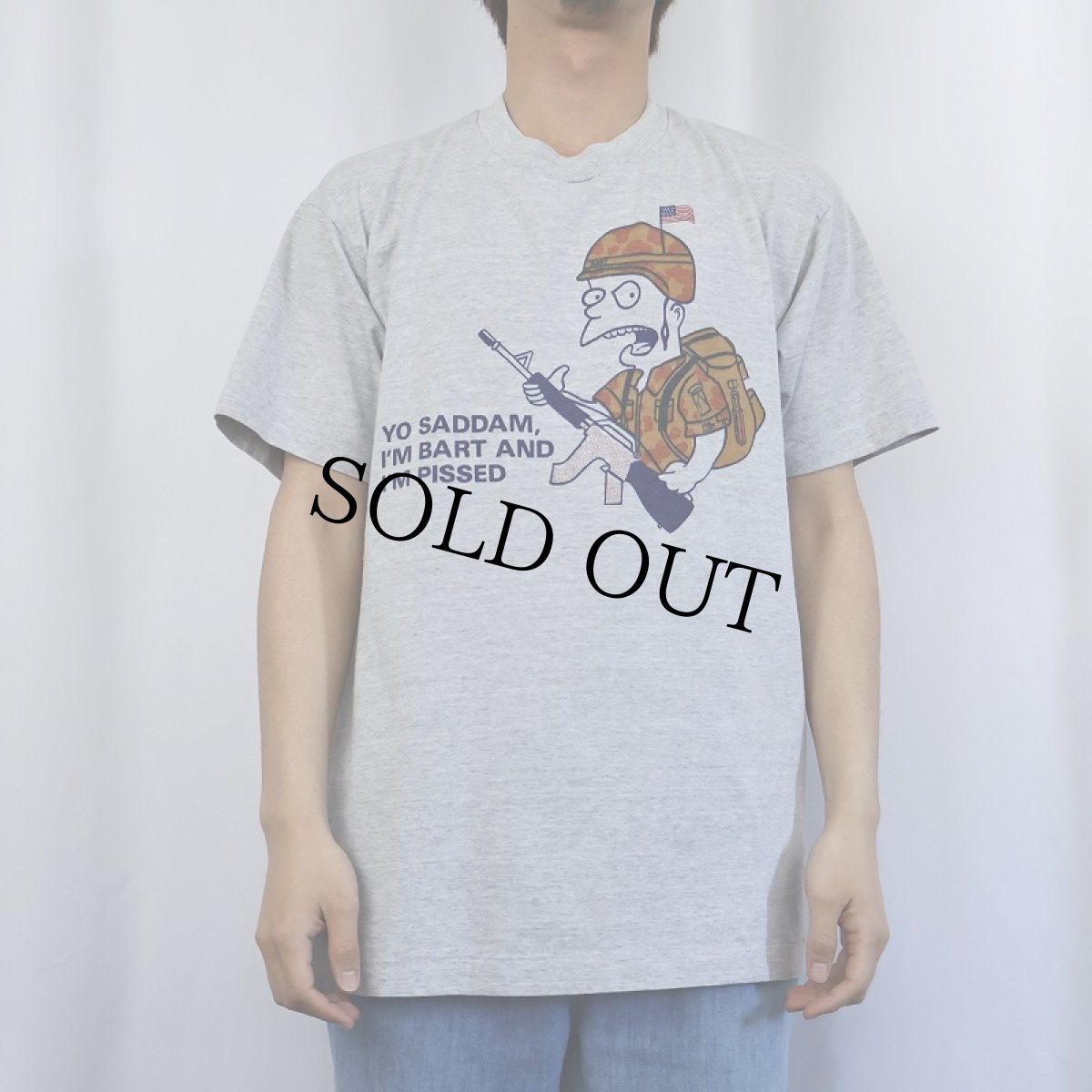 画像3: 【SALE】 90's THE SIMPSONS USA製 "Yo Saddam I'm Bart and I'm Pissed" キャラクターパロディTシャツ XL (3)