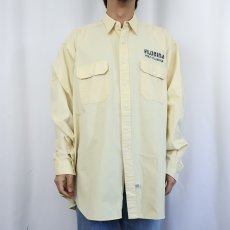 画像2: 90's POLO Ralph Lauren "FLORIDA" 猫目ボタン ステンシル入り コットンシャツ XL (2)