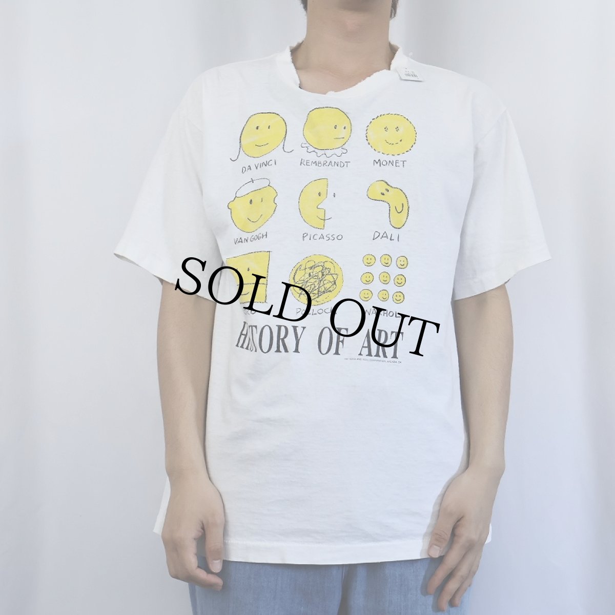 画像2: 90's HISTORY OF ART USA製 アートプリントTシャツ L (2)