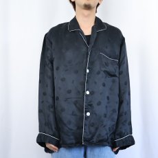 画像2: 長寿牌 総柄 シルクパジャマシャツ BLACK SIZE56 (2)