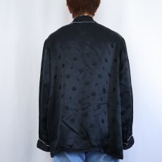 画像3: 長寿牌 総柄 シルクパジャマシャツ BLACK SIZE56 (3)