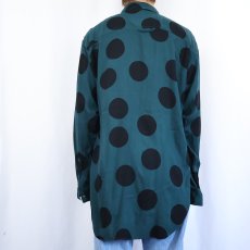 画像3: 90's〜 INDEX ドット柄 レーヨンシャツ GREEN L (3)