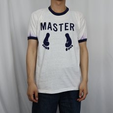 画像2: 70〜80's "MASTER" 足跡プリントリンガーTシャツ NAVY L (2)
