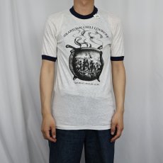画像2: 80's USA製 "NEARTOWN CHILL COOKOFF" プリントリンガーTシャツ NAVY M (2)