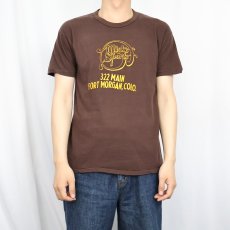 画像2: 70〜80's RUSSELL ATHLETIC 金タグ USA製 "Mick's Sports" プリントTシャツ BROWN L (2)