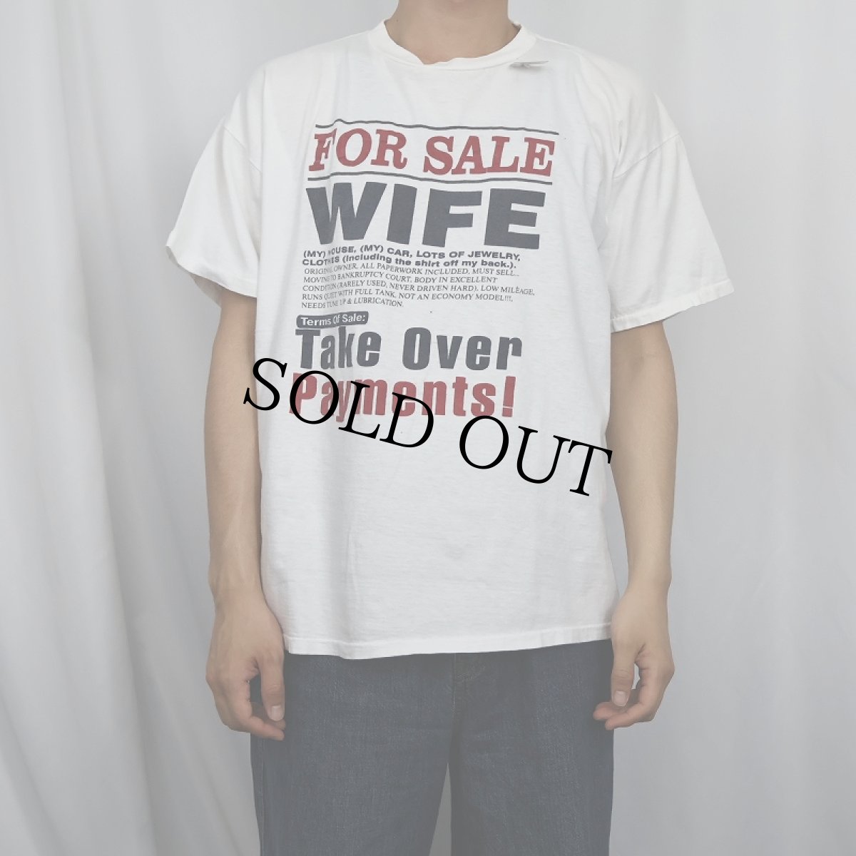 画像2: 80's〜 "FOR SALE WIFE Take Over Payments!" ジョークプリントTシャツ (2)