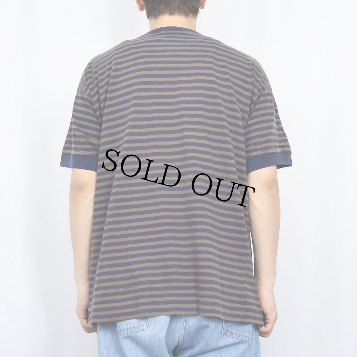 画像3: 2567 ボーダー柄 デザインポケットTシャツ L (3)