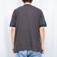 画像3: 2567 ボーダー柄 デザインポケットTシャツ L (3)