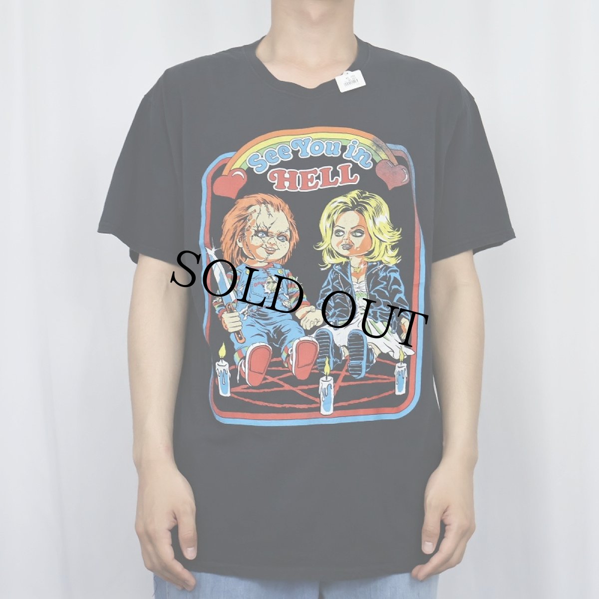 画像2: Child's Play "Chucky" ホラー映画プリントTシャツ BLACK L (2)