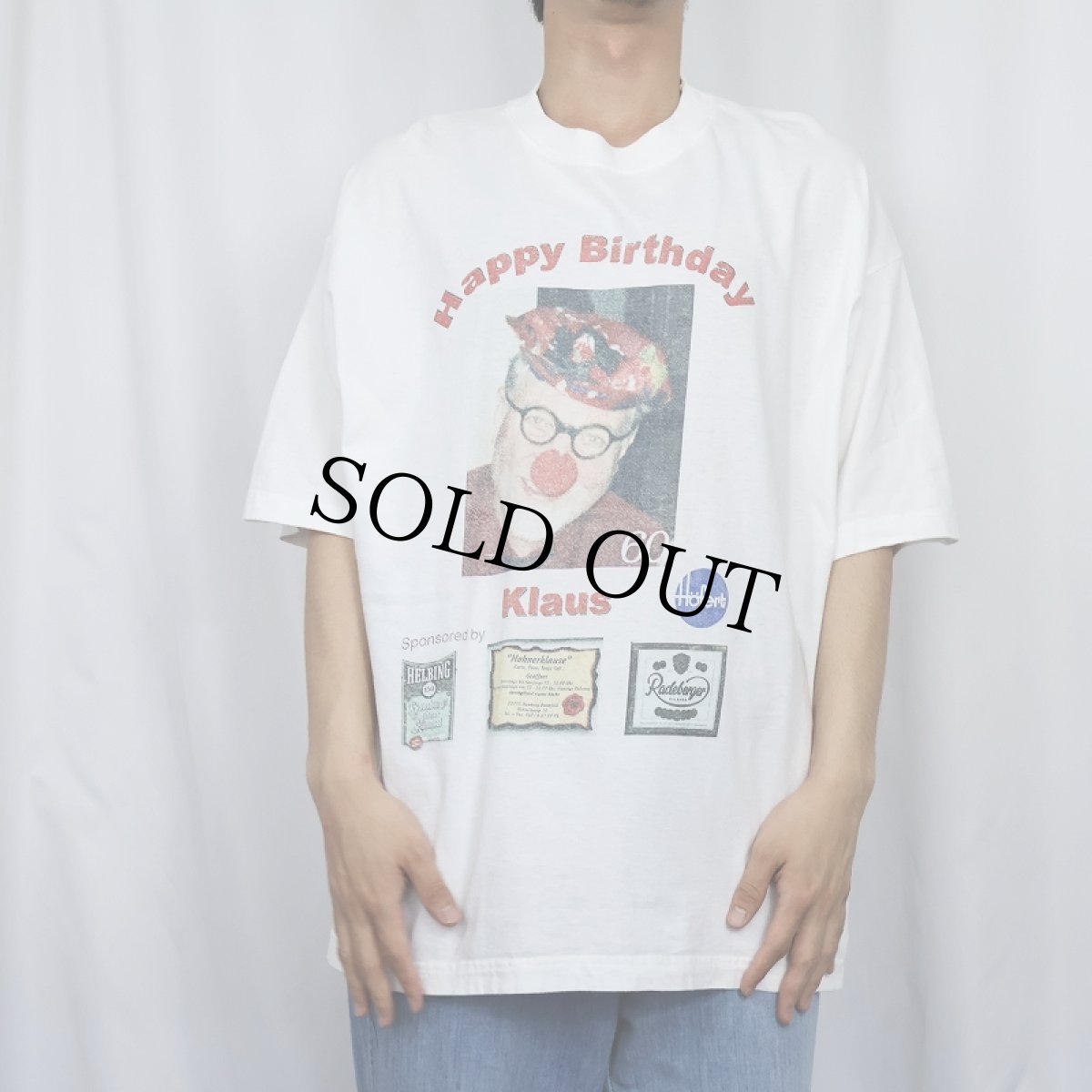画像2: "Happy Birthday Klaus"  メモリアルフォトプリントTシャツ XXL (2)