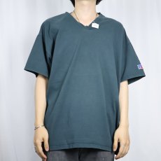 画像2: 80's RUSSELL ATHLETIC USA製 Vネック 無地Tシャツ GREEN XL (2)