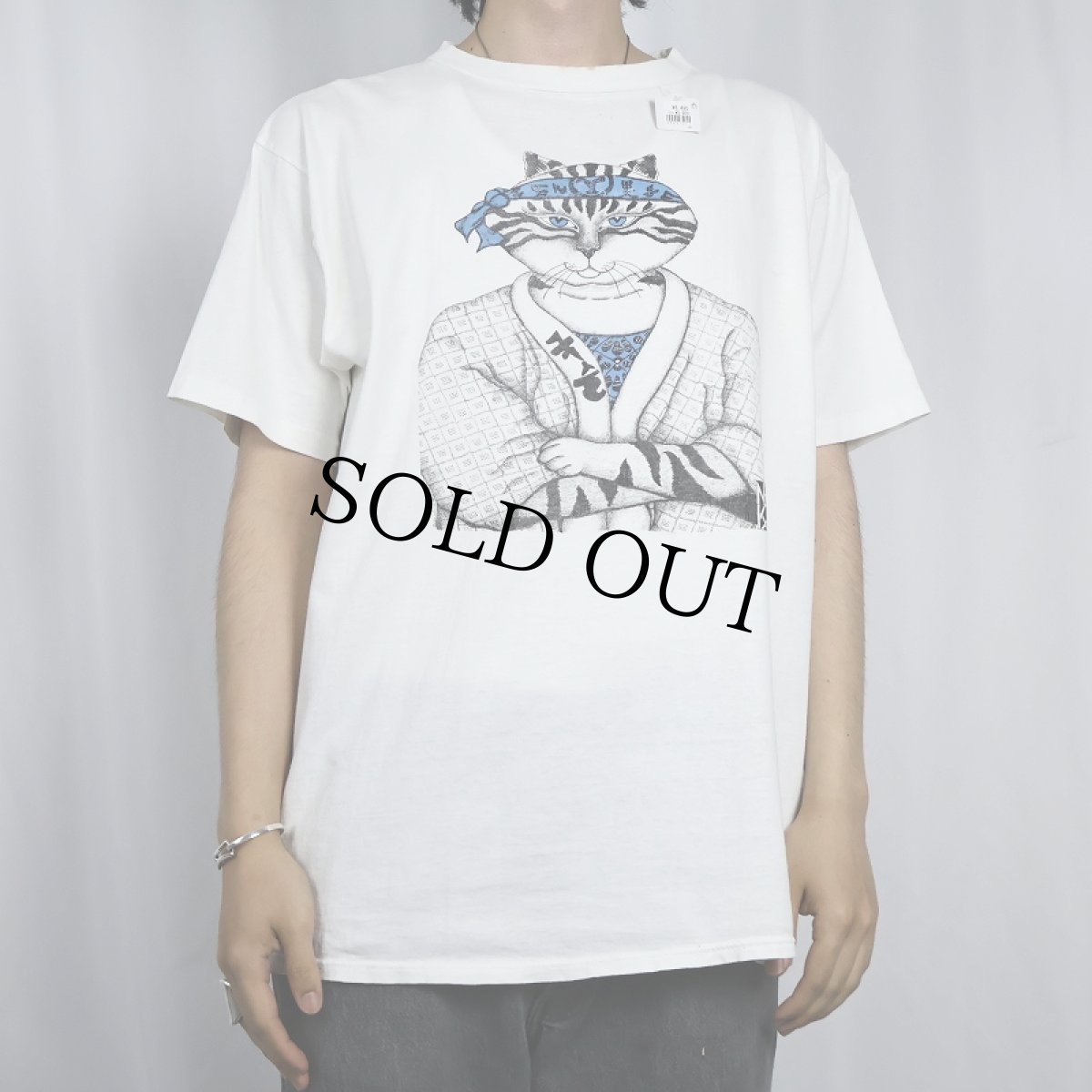 画像2: 90's NIKA USA製 猫プリントTシャツ L (2)