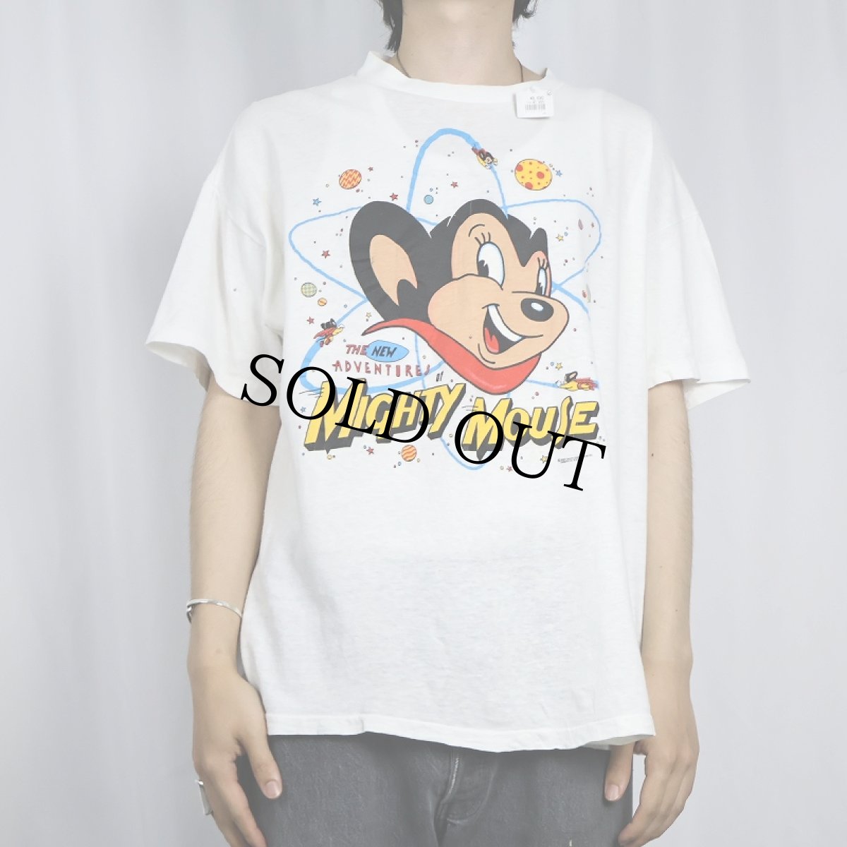 画像2: 80's MIGHTY MOUSE キャラクタープリントTシャツ XL (2)
