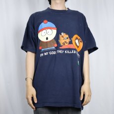 画像2: 90's SOUTH PARK "OH MY GOD! THEY KILLED KENNY!" キャラクタープリントTシャツ NAVY XL (2)