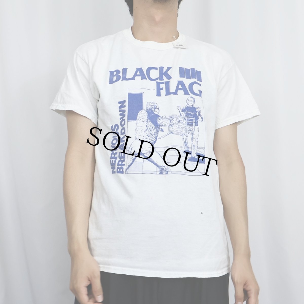 画像2: BLACK FLAG "NERVOUS BREAKDOWN" ハードコアパンクバンドプリントTシャツ (2)