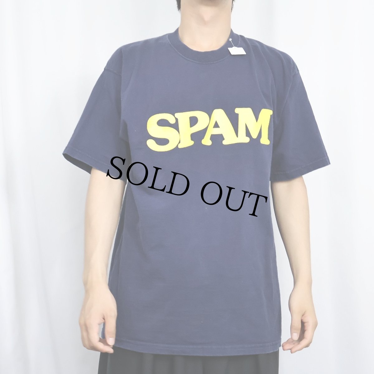 画像2: 90's〜 SPAM USA製 プリントTシャツ NAVY L (2)