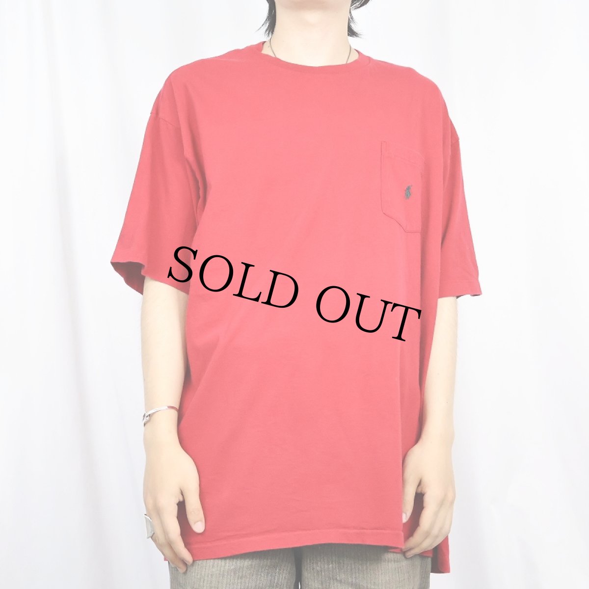 画像2: 90's POLO Ralph Lauren USA製 ロゴ刺繍 ポケットTシャツ XL (2)