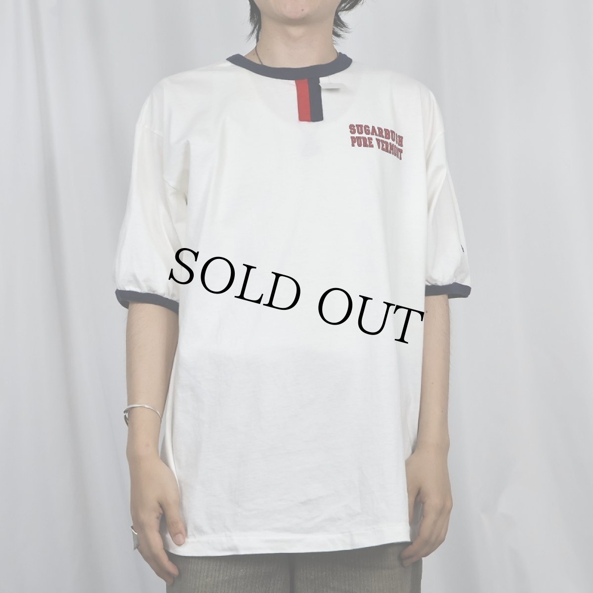 画像2: 90's USA製 "SUGARBUSH PURE VERMONT" チョコチン リンガープリントTシャツ XL (2)