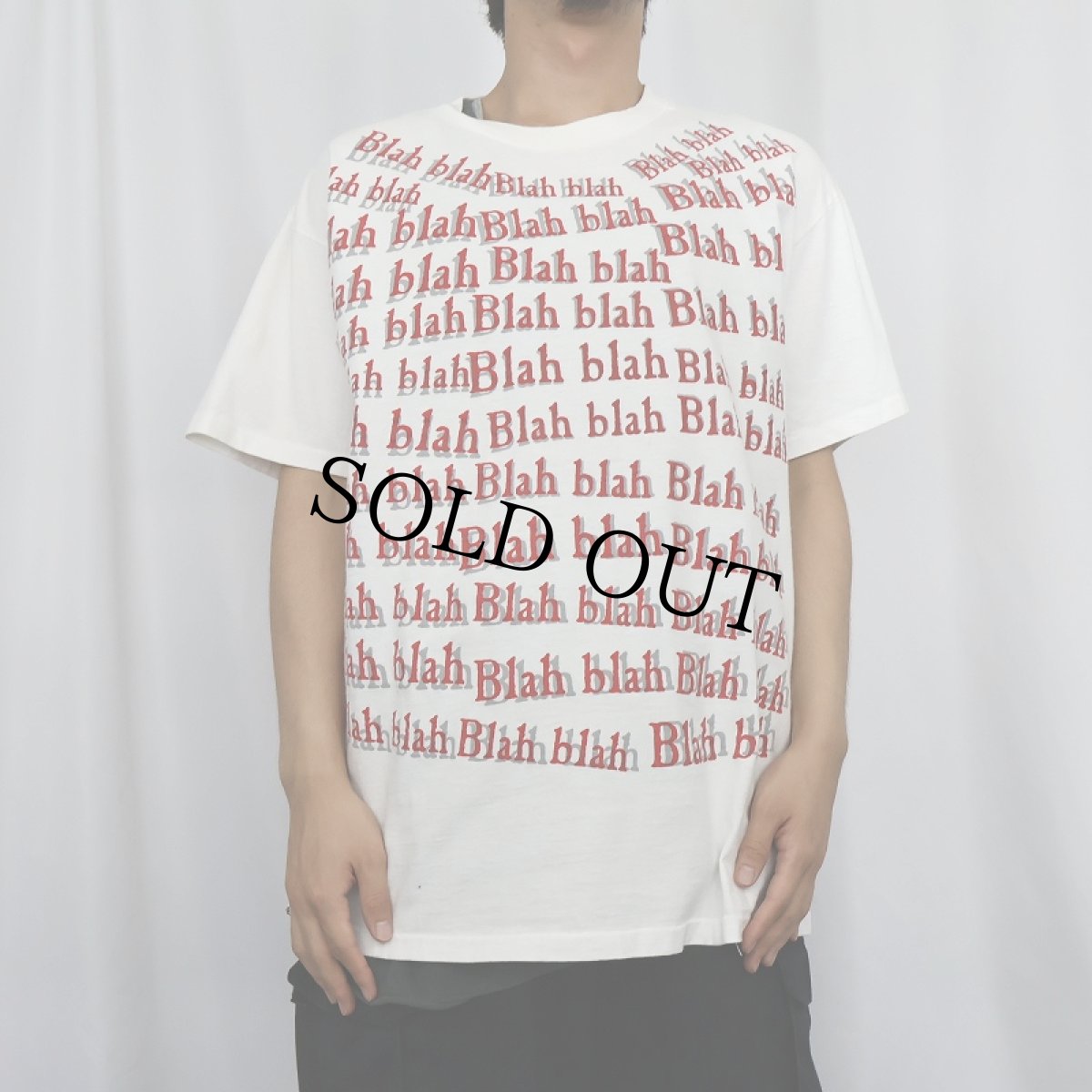 画像2: 90's "Blah blah" 大判プリントTシャツ XL (2)