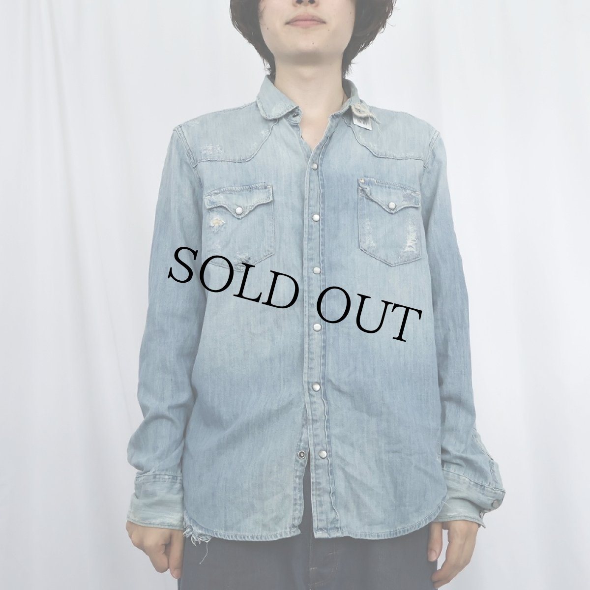 画像2: POLO Ralph Lauren "AUTHENTIC DUNGAREES" デニムウエスタンシャツ L (2)