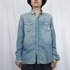 画像2: POLO Ralph Lauren "AUTHENTIC DUNGAREES" デニムウエスタンシャツ L (2)