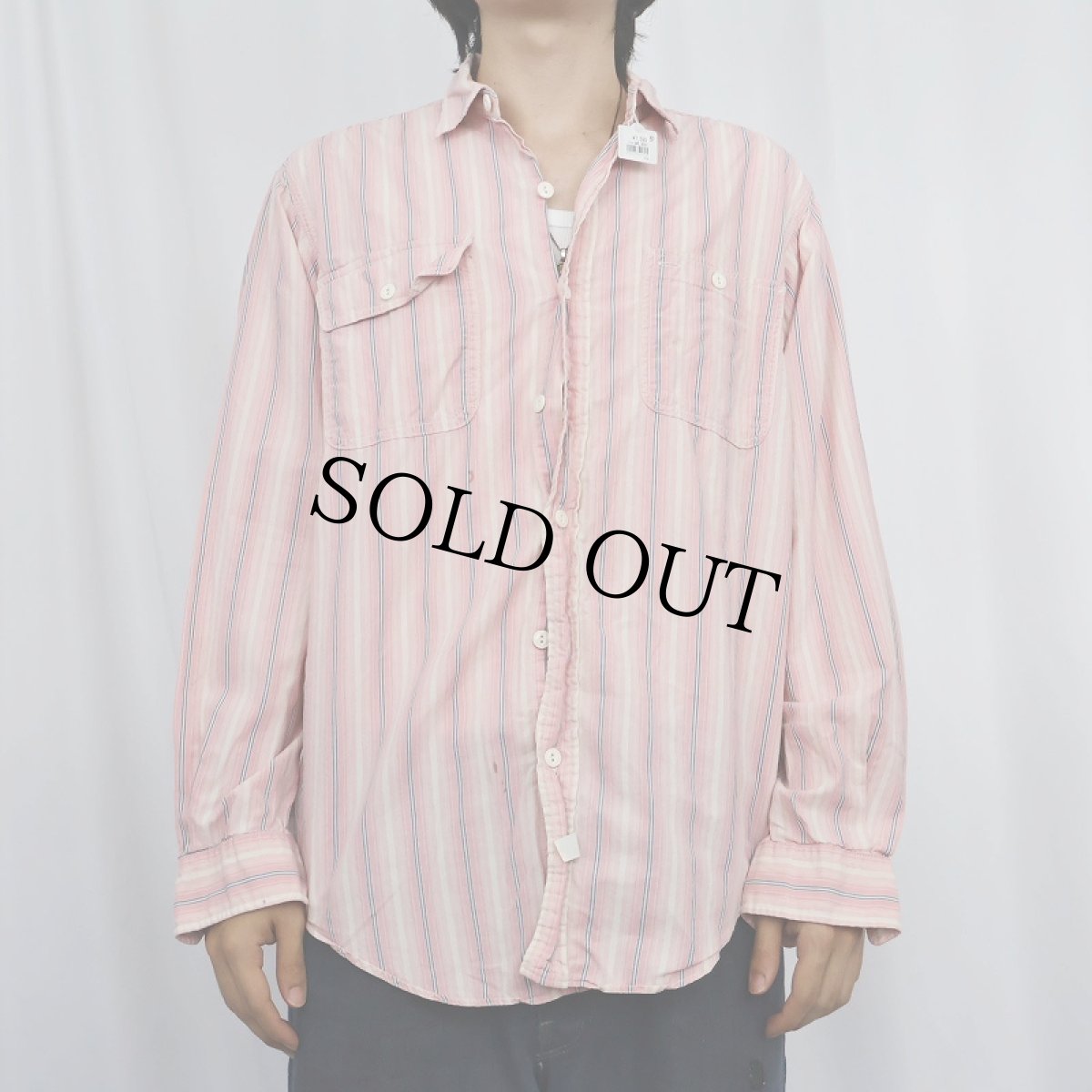 画像2: 80〜90's POLO Ralph Lauren "AUTHENTIC DUNGAREES" USA製 マルチストライプ柄 コットンシャツ M (2)