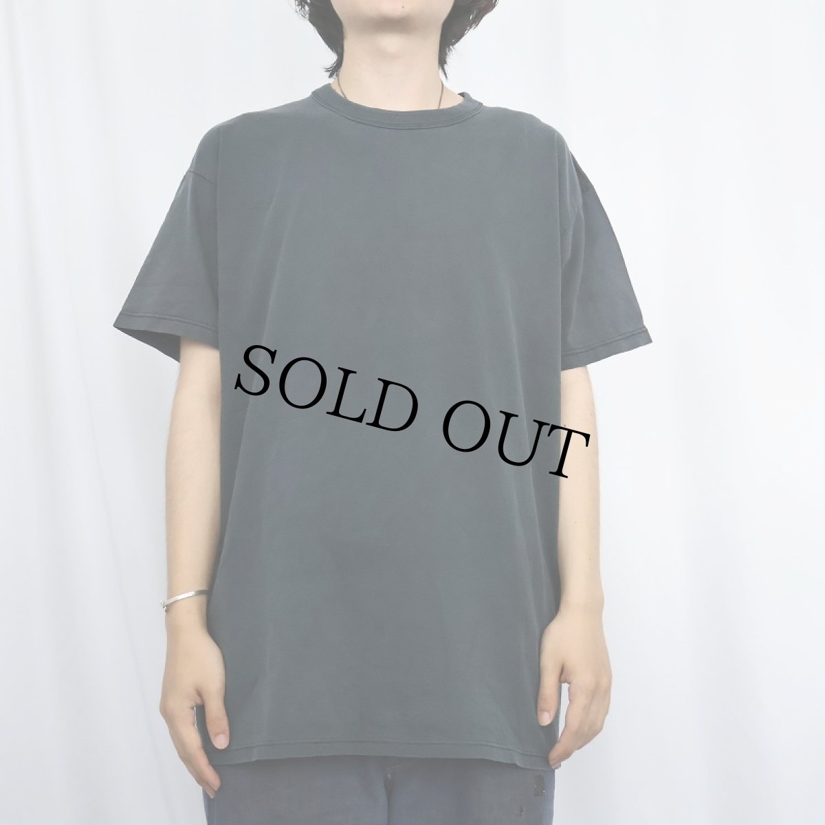 画像2: 80's RUSSELL ATHLETIC USA製 無地Tシャツ BLACK L (2)