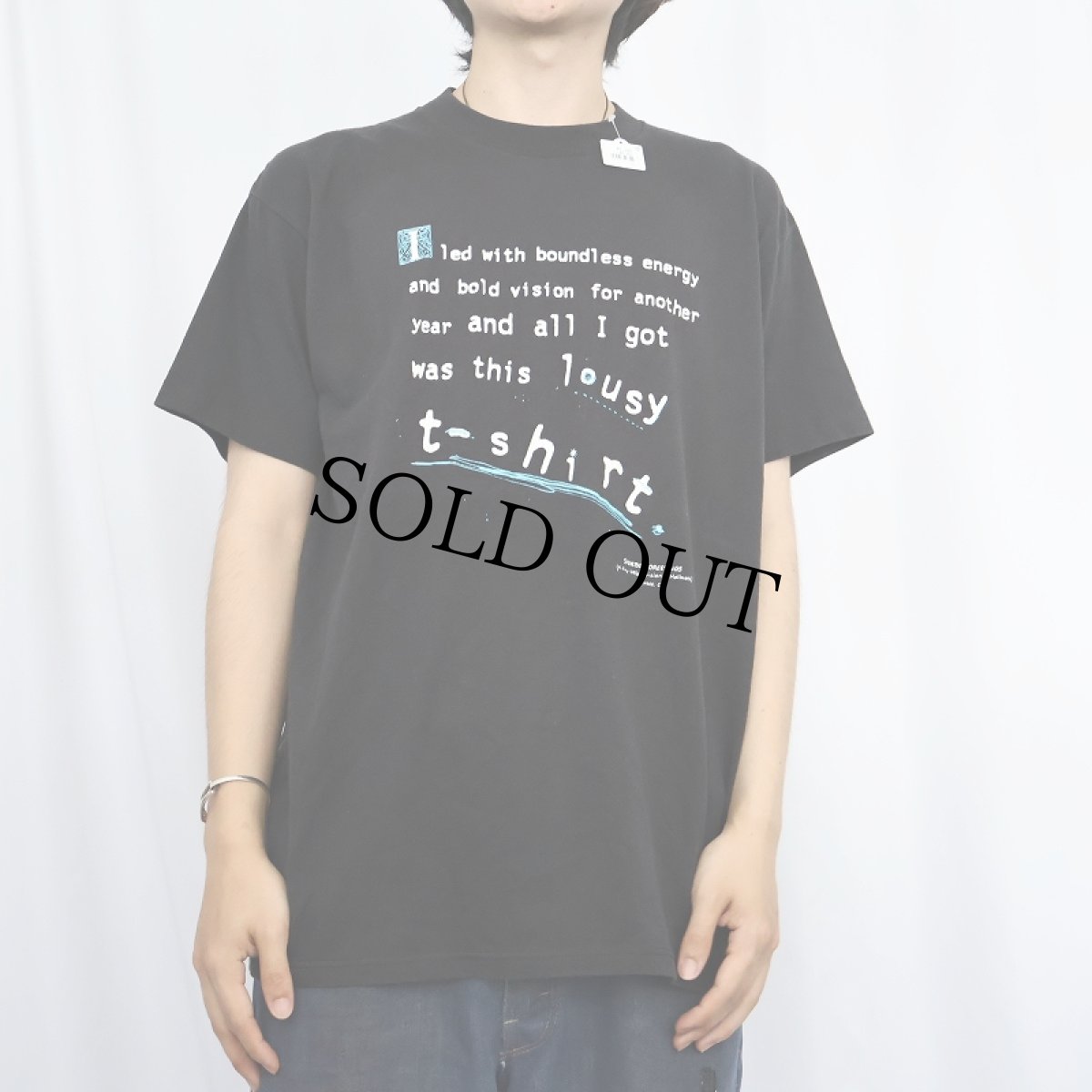 画像2: 90's SHOEBOX USA製 ジョークプリントTシャツ BLACK L (2)