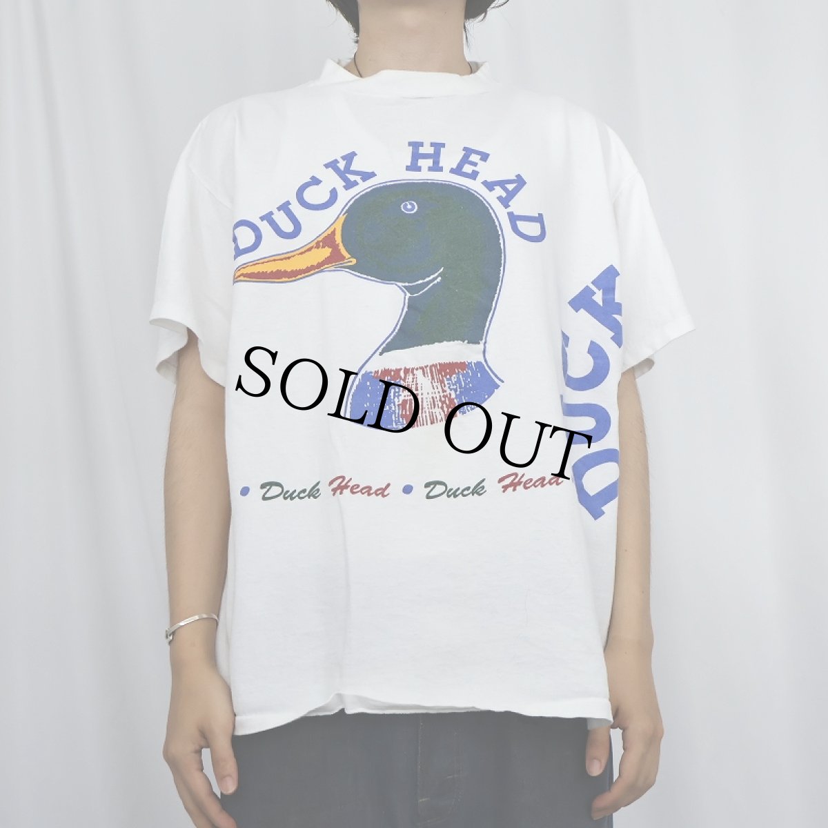 画像2: 90's Duck Head カモ 巻プリントTシャツ L (2)