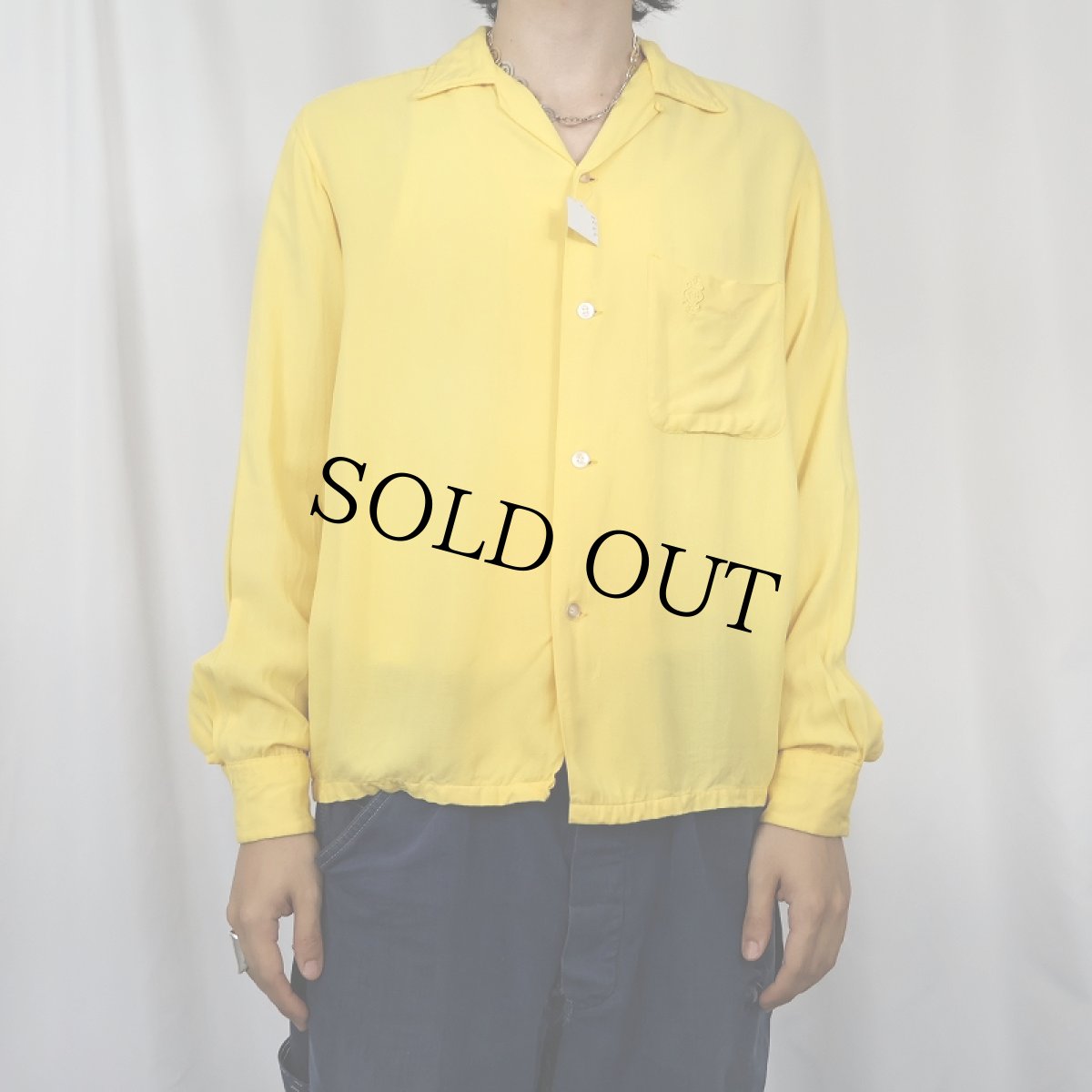 画像2: 60's Solbro 刺繍 オープンカラーシャツ S (2)