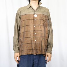 画像2: 60's Woolf Brothers ストライプ柄 オープンカラーシャツ  (2)