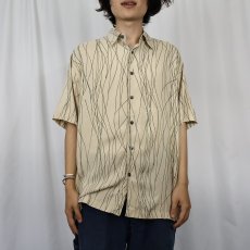 画像2: 90's PERRY ELLIS 総柄 シルクシャツ M (2)