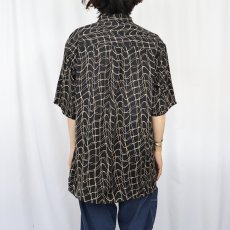 画像3: 90's PERRY ELLIS 総柄 シルクシャツ BLACK L (3)