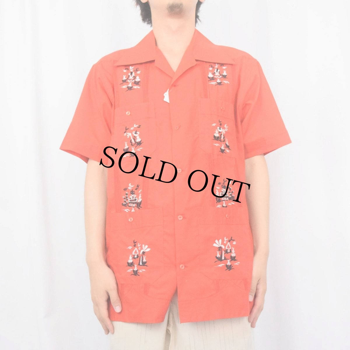 画像2: 70〜80's LA DAMA 刺繍デザイン キューバシャツ  (2)