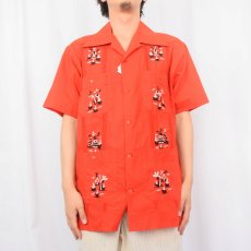 画像2: 70〜80's LA DAMA 刺繍デザイン キューバシャツ  (2)