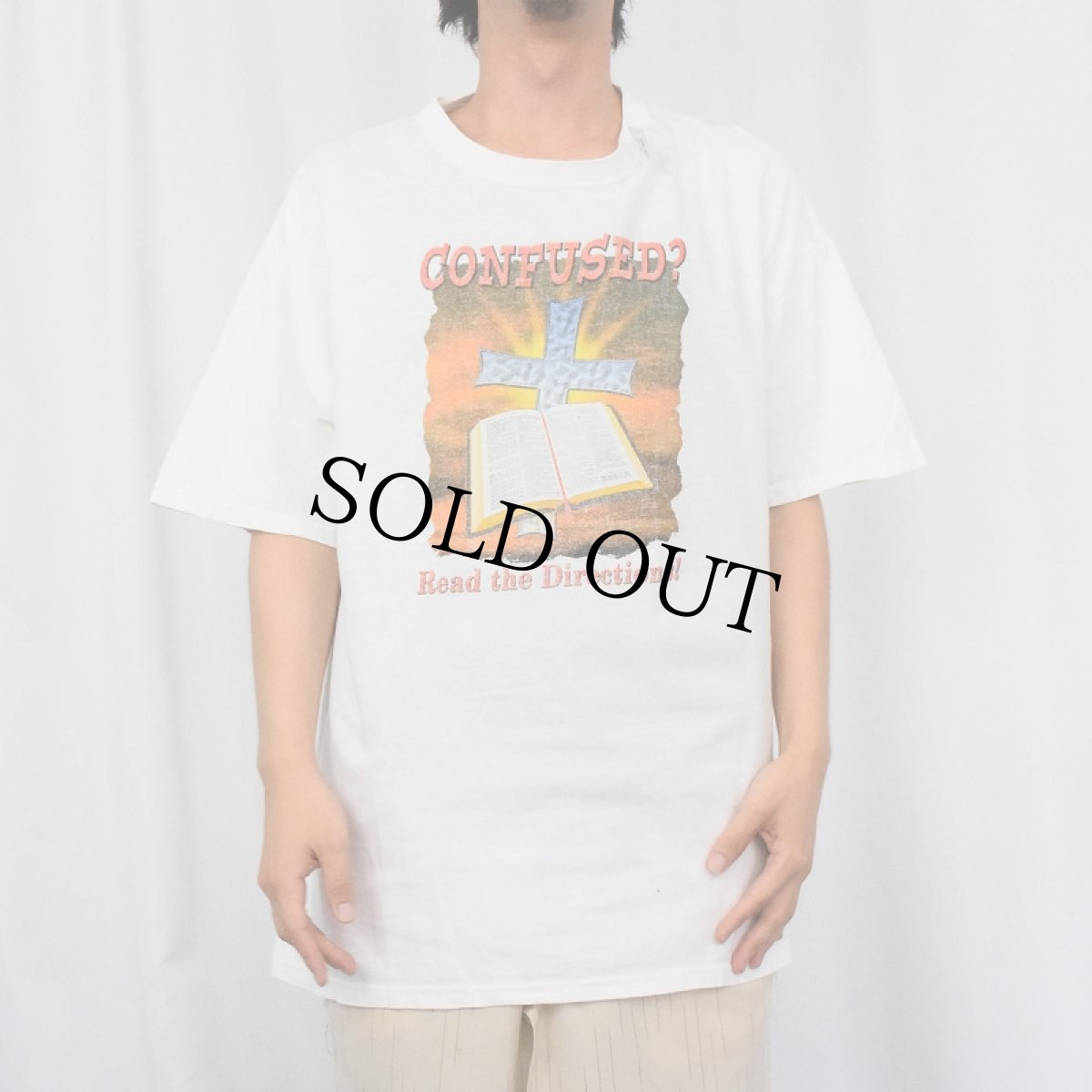 画像2: "CONFUSED? Read the Directions!" ジーザスプリントTシャツ XL (2)